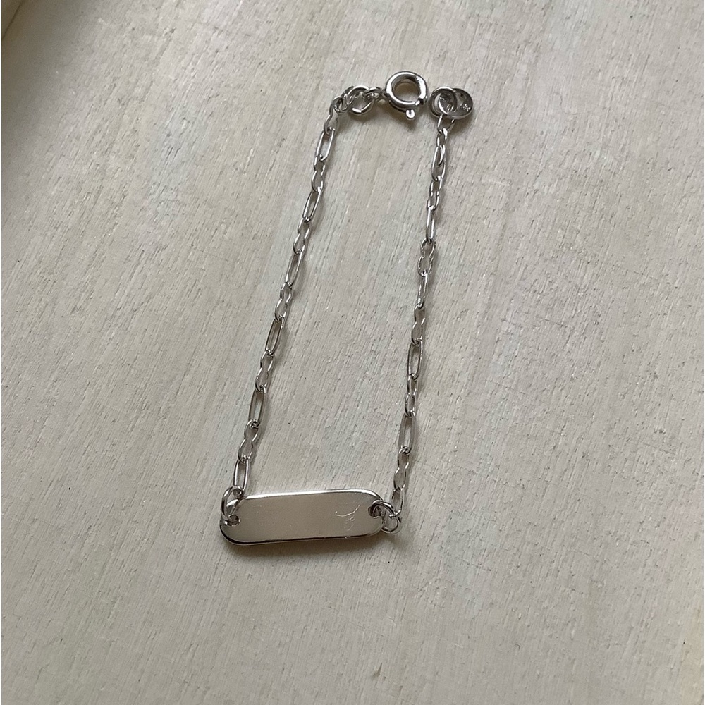 New vintage STG 925 silver ID fancy paper clip bracelet